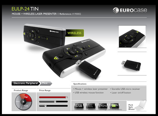Puntero laser EUROCASE inalambrico EULP-24 TIN-BLACK